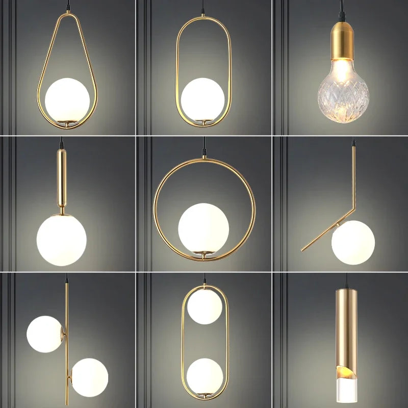 Afralia™ Glass Ball Chandelier Nordic LED Pendant for Restaurant Decor Bedroom Kitchen Dining