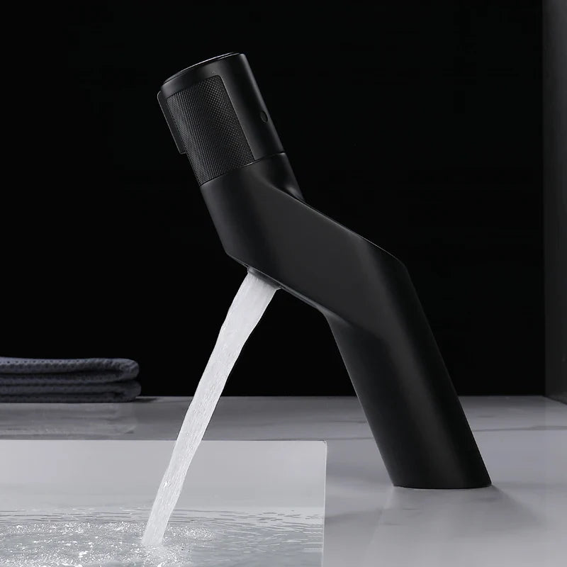 Afralia™ Gold Basin Faucet: Single Handle Push-Button Mixer Tap for Bathroom, Brass Material