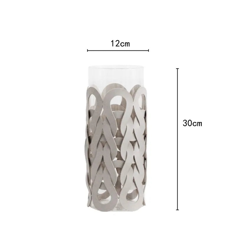 Afralia™ Woven Leather Glass Vase for Home Decoration and Terrarium Floral Arrangement