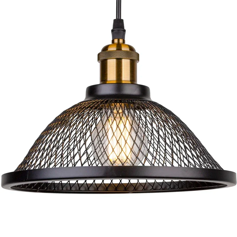 Afralia™ Black Iron Net-Cage Kitchen Pendant Light with LED for Bedroom & Living Room