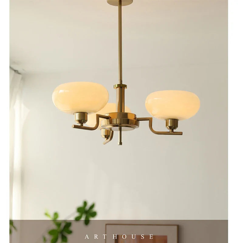 Afralia™ Retro Glass Chandelier Warm Postmodern American Style Hall Light