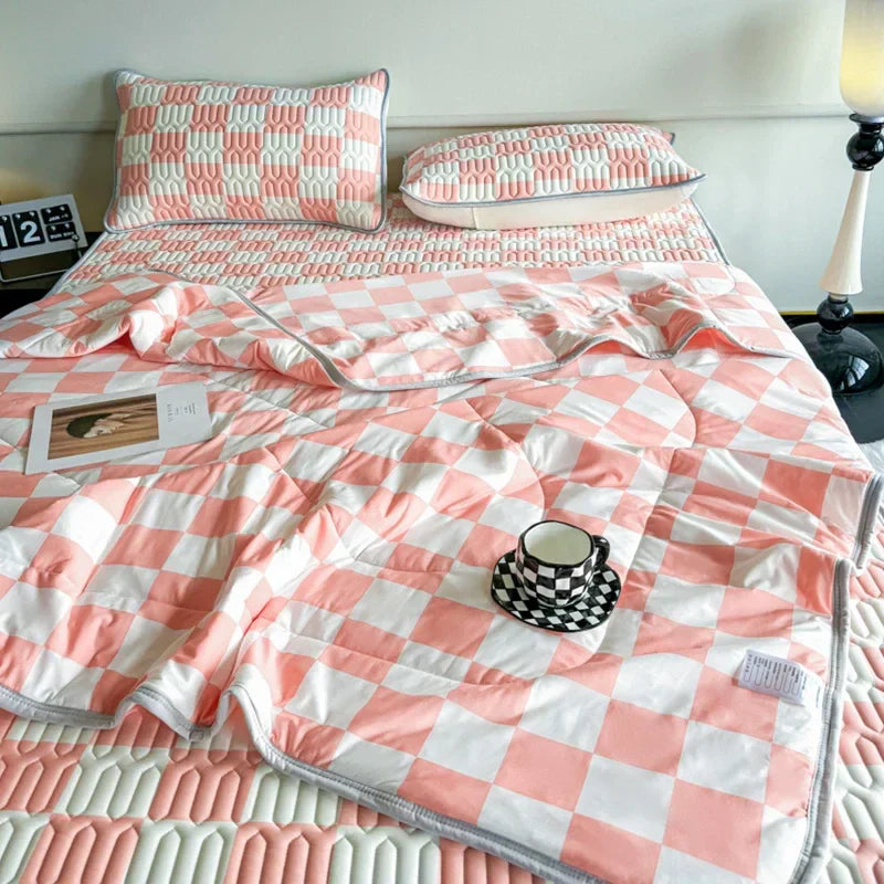 Afralia™ Double-Sided Cool Comforter Set: Ice Silk Duvet, Fitted Sheet, Pillowcase