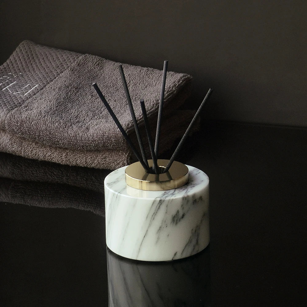 Afralia™ Marble Bathroom Set Soap Dispenser Cotton Swabs Jar Tray Accessories