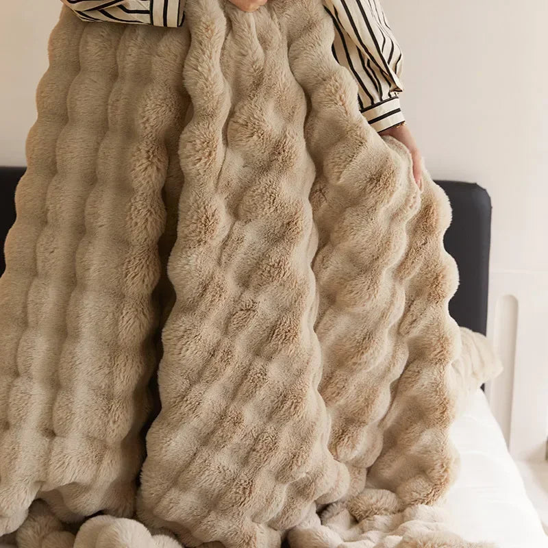 Afralia™ Luxe Faux Fur Winter Blanket: Premium Warmth & Comfort for Bed or Sofa