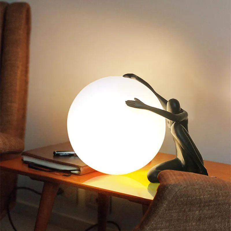 Afralia™ Glass Ball Table Lamp: Stylish LED Sculpture Desk Lamp for Home Decor
