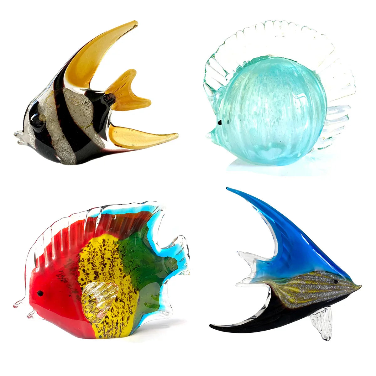 Afralia™ Hand Blown Tropical Fish Glass Figurines Home Decor & Gift