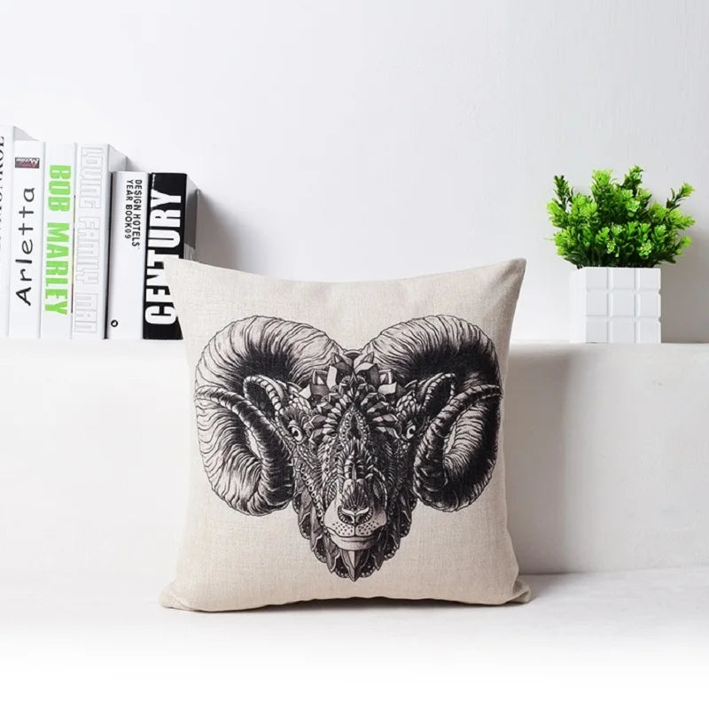 Afralia™ Modern Sketch Cotton Linen Pillowcase Sofa Cushion Cover Home Decoration