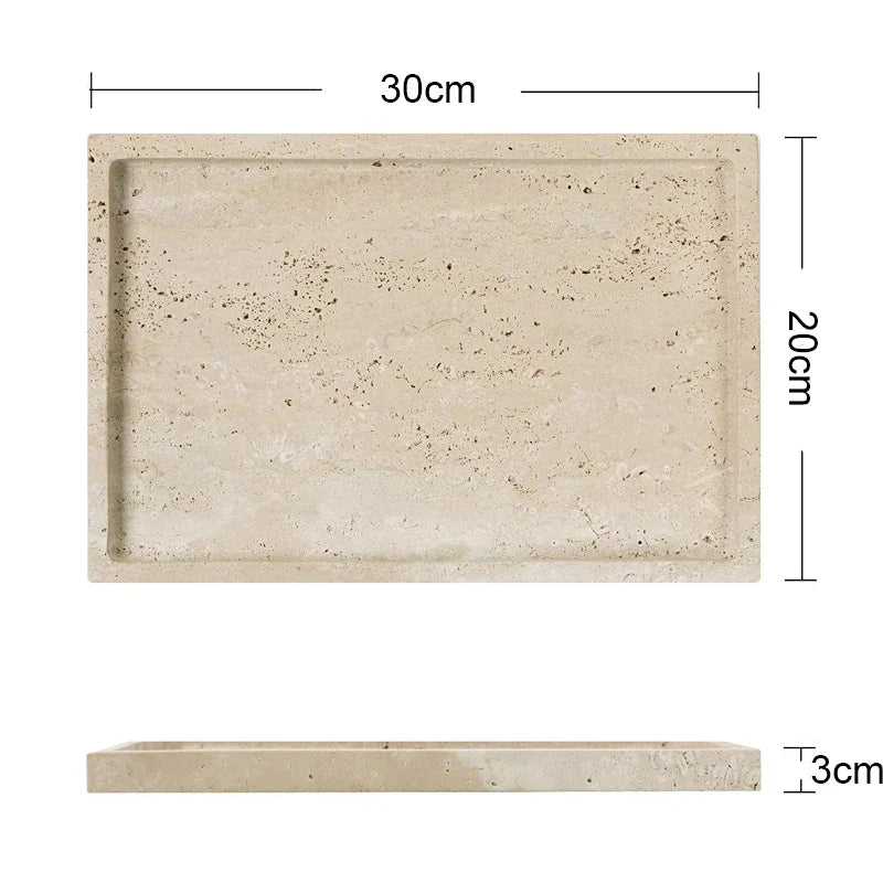 Afralia™ Travertine Vanity Tray for Bathroom and Kitchen Décor