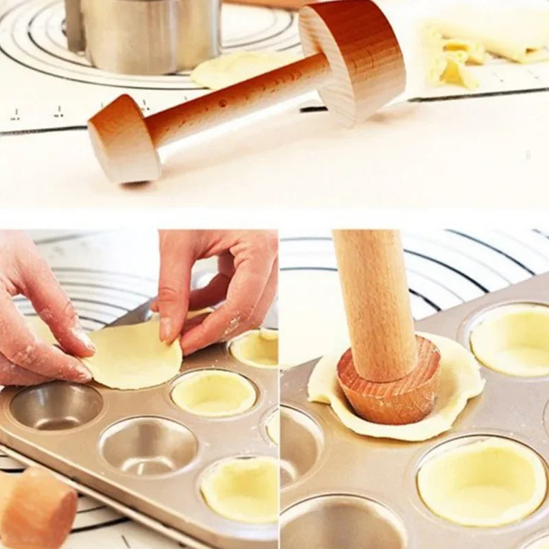 Afralia™ Wooden Egg Tart Baking Tool - Double Sided Pastry Mold for Perfect Egg Tarts