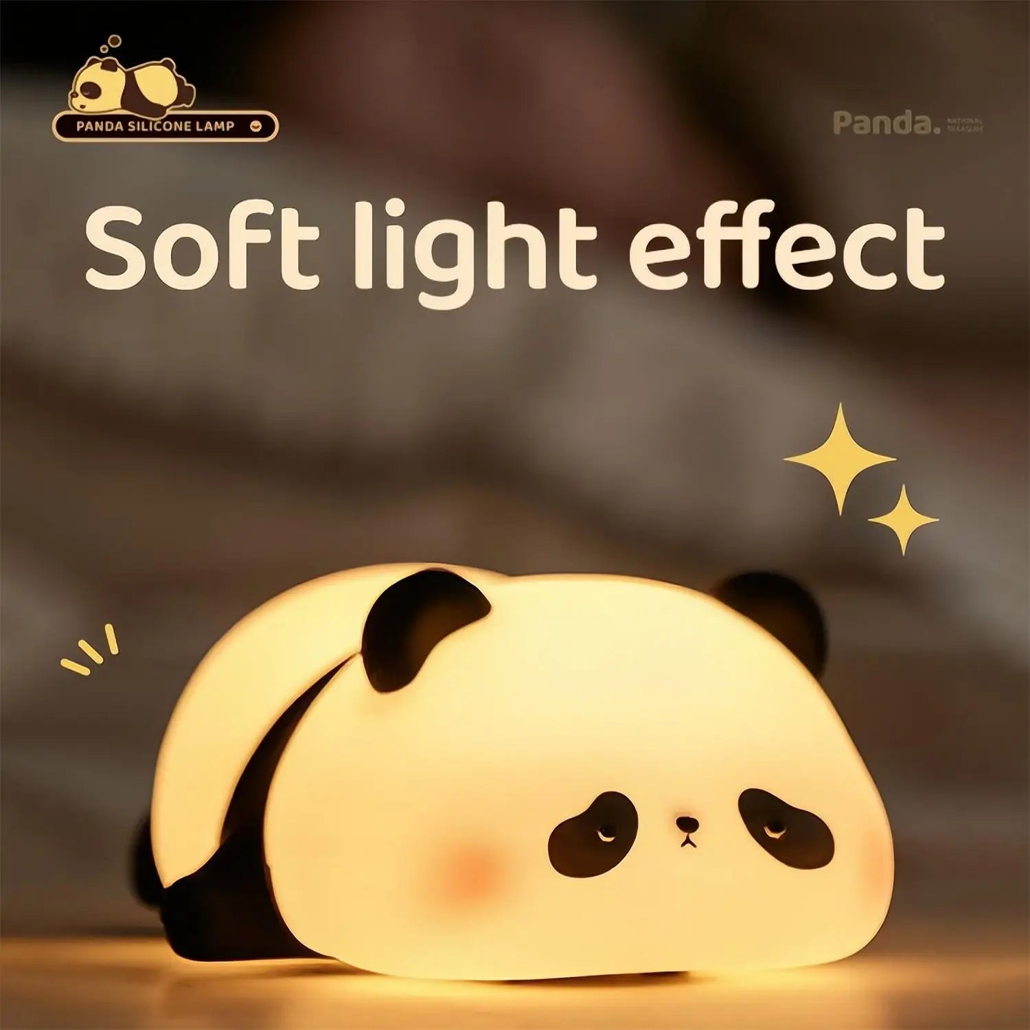 Afralia™ Cute Panda Silicone LED Night Light USB Rechargeable Timer Sleep Lamp