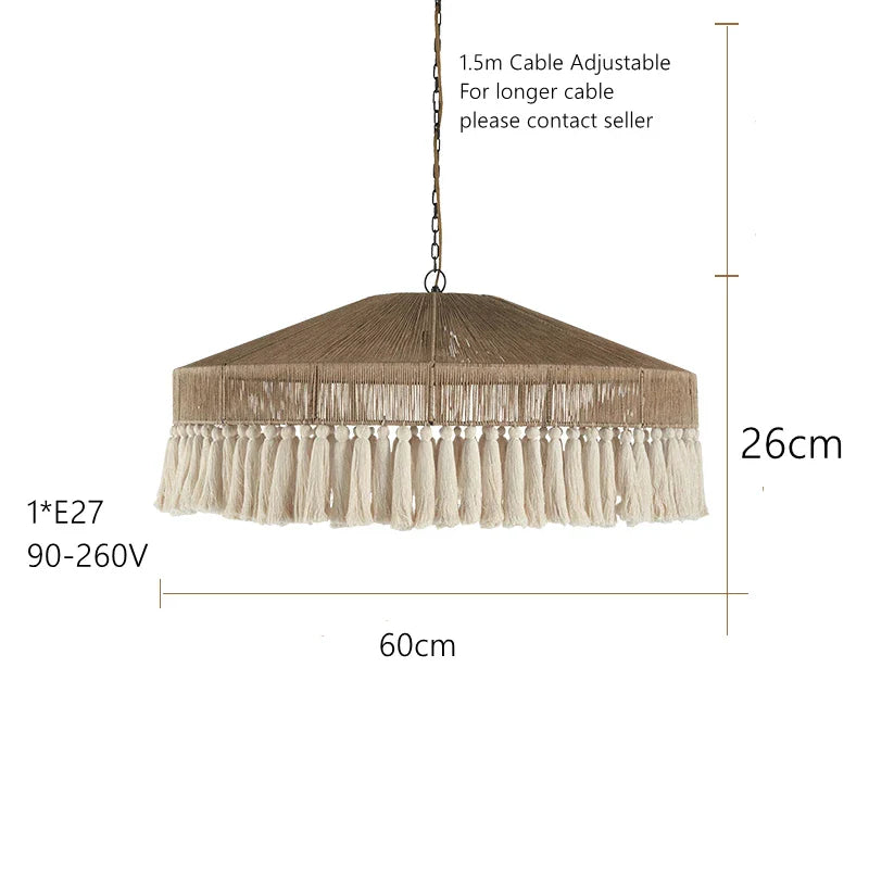 Afralia™ Bohemian Tassel Chandelier: Handmade Nordic Pendant Lamp for Bedroom, Living Room, Kitchen