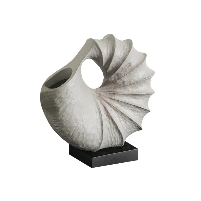 Afralia™ Resin Shell Vase Abstract Sculpture Home Decor Ornament