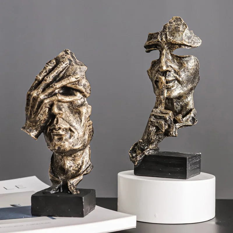 Afralia™ Thinker Abstract Face Sculpture Modern Home Decor Resin Desktop Art