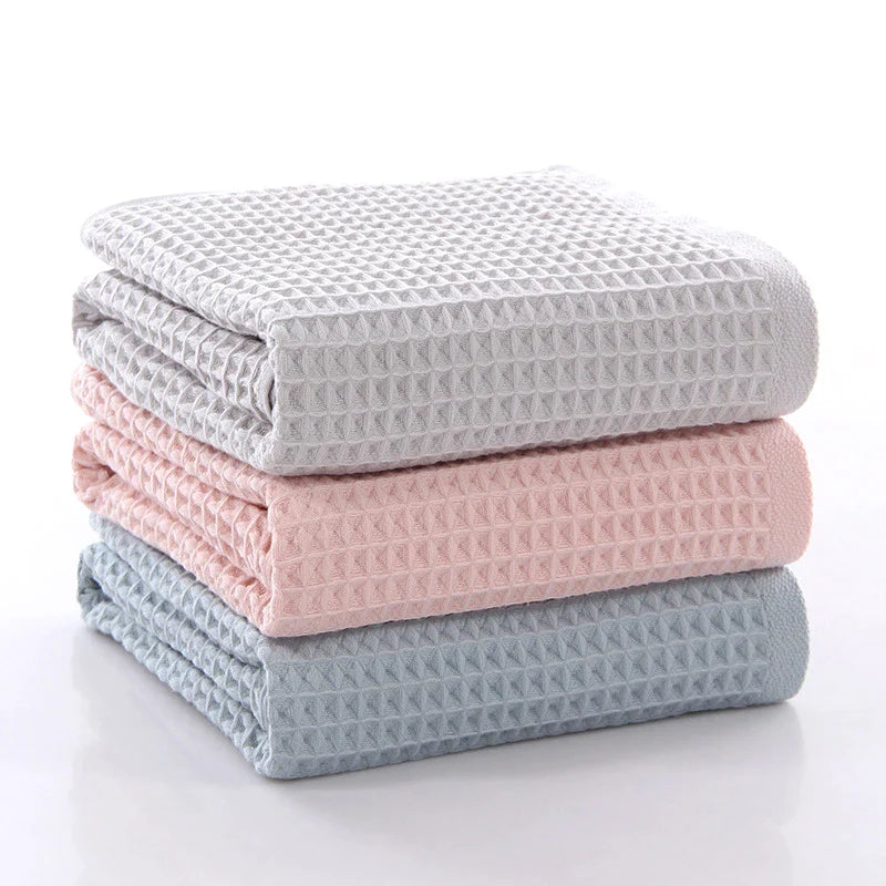 Afralia™ Cotton Waffle Towel Bath Set for Adults & Children - 70*140cm & 34*74cm