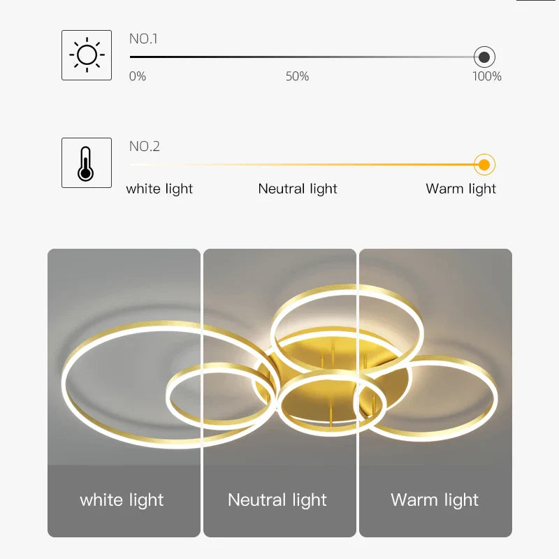 Afralia™ LED Ceiling Chandelier Rings Pendant Light - Minimalist Home Lighting