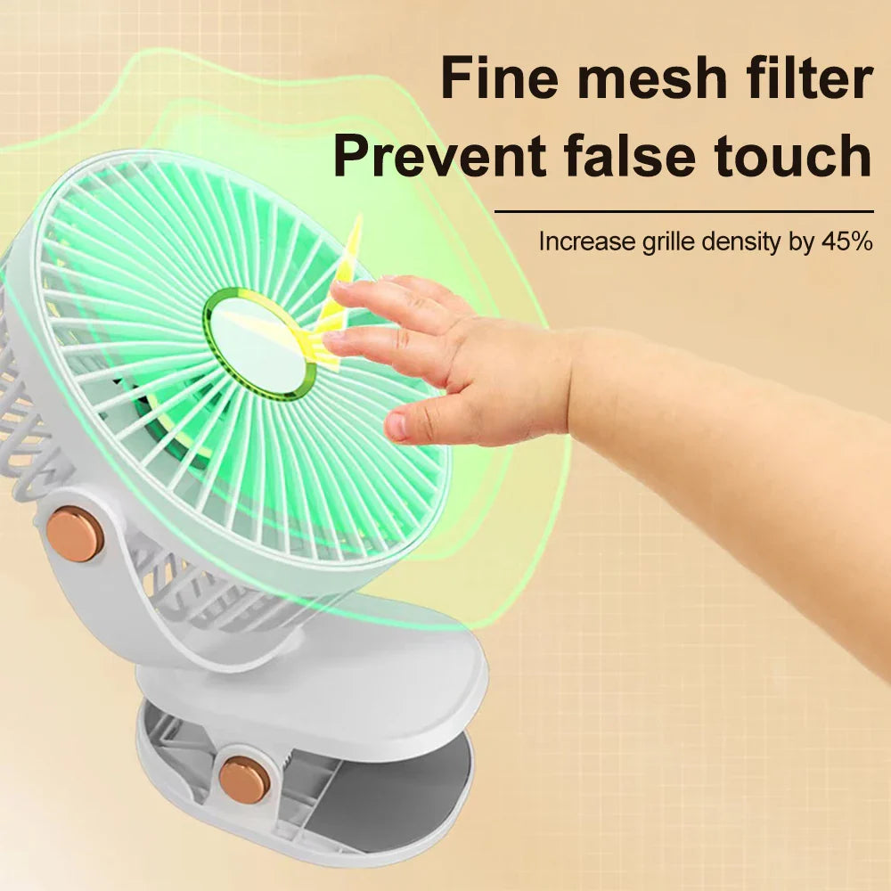 Afralia™ LED Clip Fan: Rechargeable, Silent, 5-Speed Desk Fan & Night Light