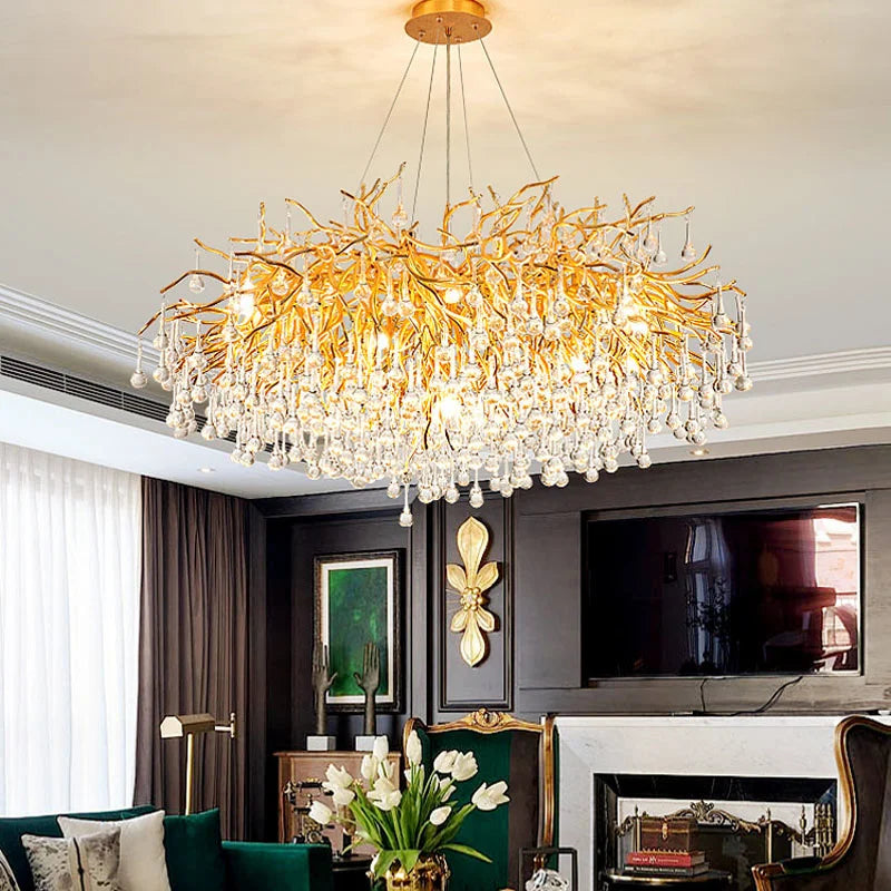 Afralia™ Crystal LED Chandelier: Modern Light Luxury Water Drop Design for Home Decor