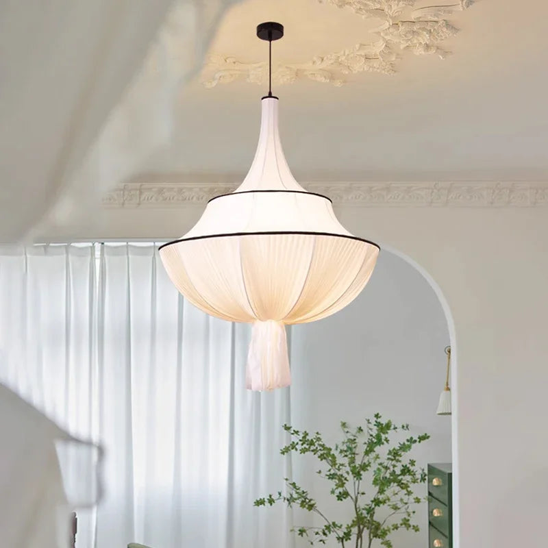 Afralia™ Wabi Sabi Fabric Chandelier LED Pendant Lights for Home Decor