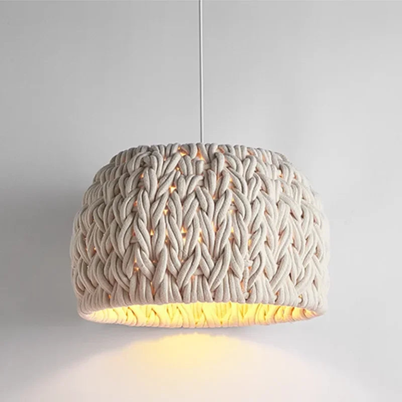 Afralia™ Hand-Woven Wabi Sabi Chandelier LED Pendant Light for Dining Room - Loft Design