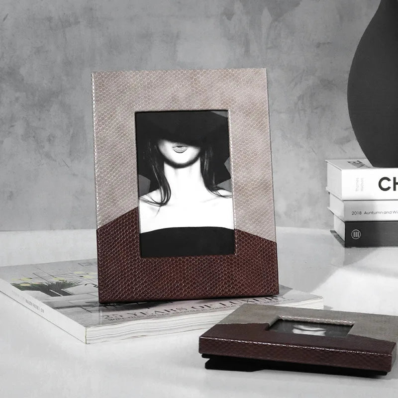 Afralia™ Leather Splice Desktop Photo Frame - Home Decor & Display Accessory