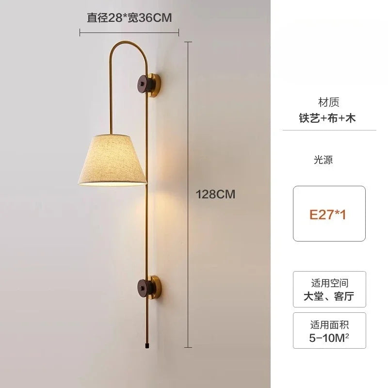 Afralia™ Solid Wood Wall Sconces LED Light, Bedroom Living Room Kitchen Decor