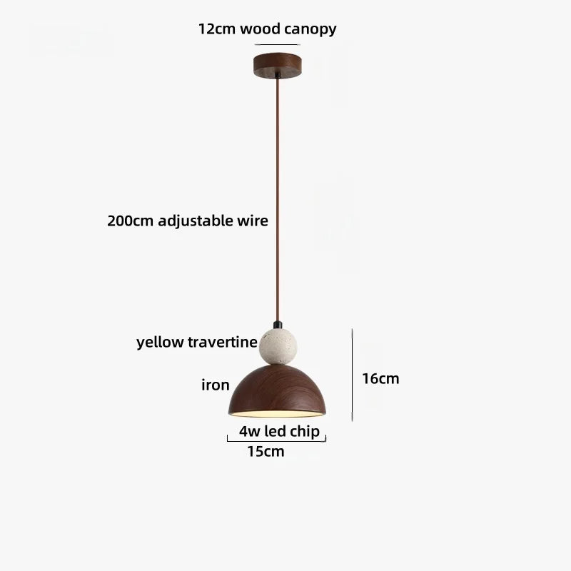 Afralia™ Stone LED Pendant Light: Nordic Modern Yellow Travertine Fixture for Living Dining Hallway