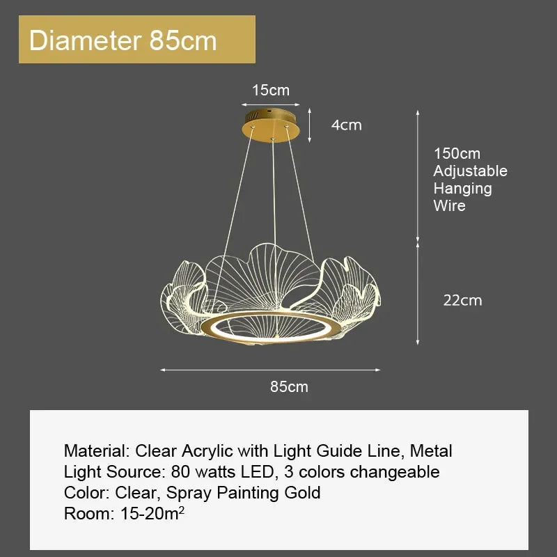 Afralia™ Ginkgo Leaf Chandelier Nordic Pendant Light for Living Dining Bedroom