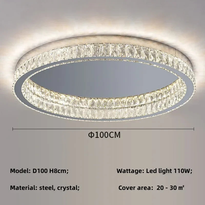 Afralia™ Crystal LED Ceiling Light Chrome Steel Chandelier - Dimmable Round Lamp