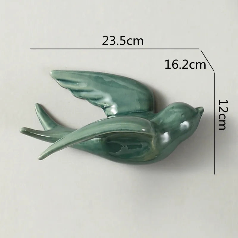 Afralia™ Flying Bird Ceramic Wall Ornament Simulation Room Decoration Indoor Accent