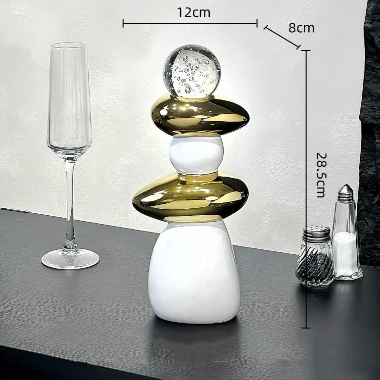 Afralia™ Decorative Crystal Ball Statue Figurines for Home Decor - Geometric Stone Pile