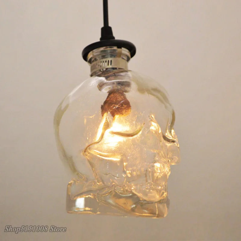 Afralia™ Retro Skull Glass Pendant Light Fixture | Demon Skeleton Glass Bottle Lamp