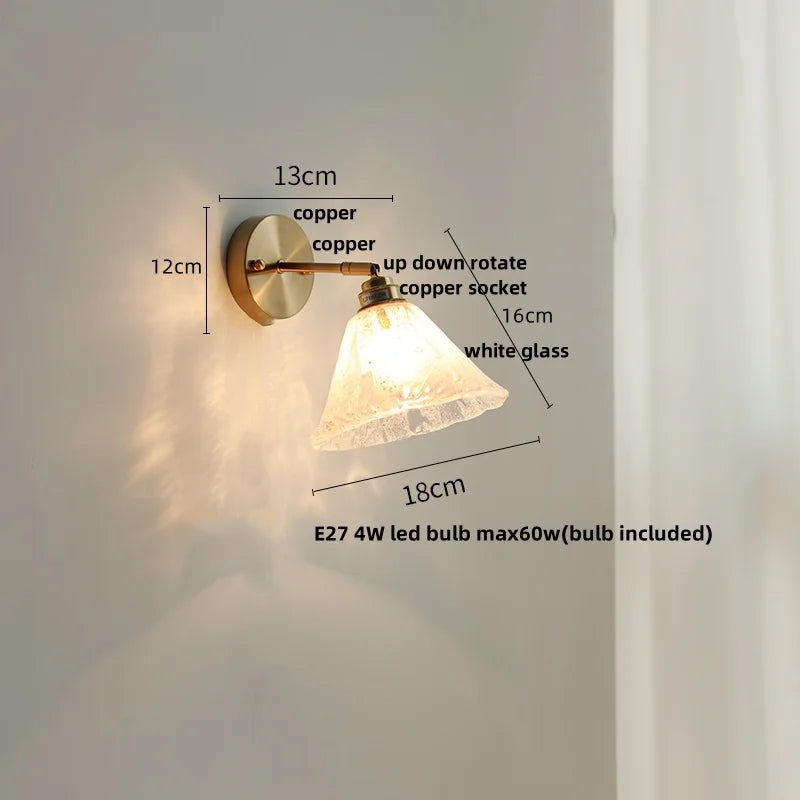 Afralia™ Blue Glass Wall Sconce Pull Chain Switch Rotate Stair Light
