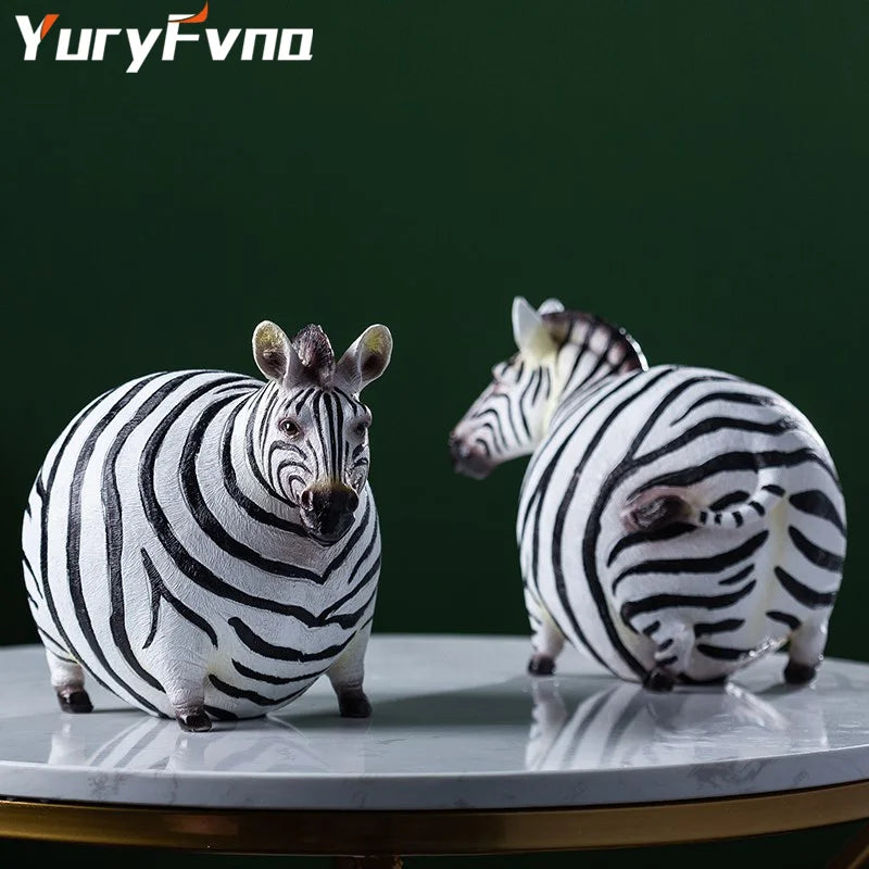 Afralia™ Nordic Fat Zebra Miniature: Creative Modern Art Animal Figurine Ornament