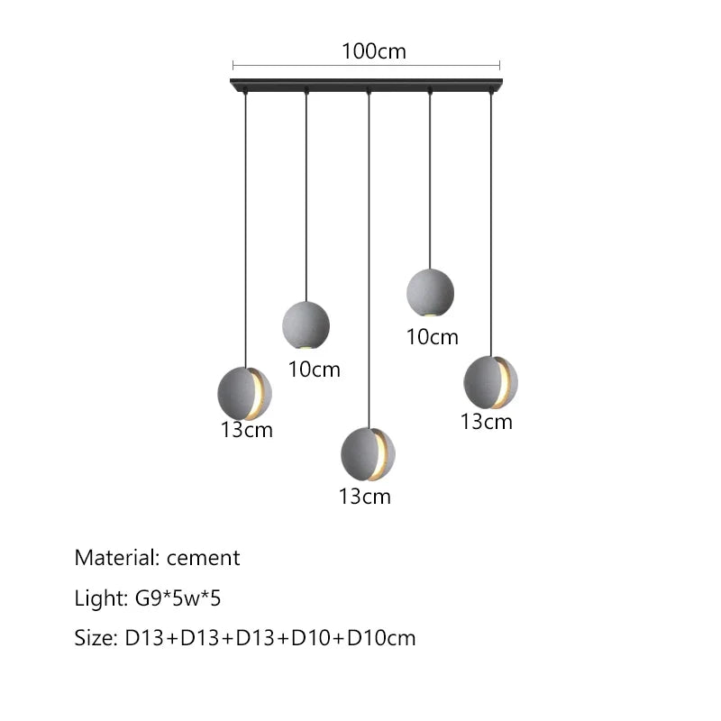 Afralia™ Cement Planet Chandelier Hanging Lamp for Dining Room & Bedroom