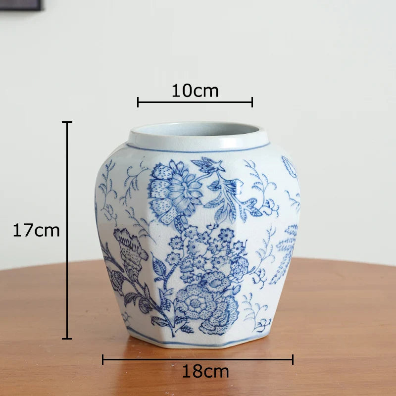 Afralia™ Blue & White Porcelain Vase Pot for Stylish Room Aesthetic Decor & Flowers