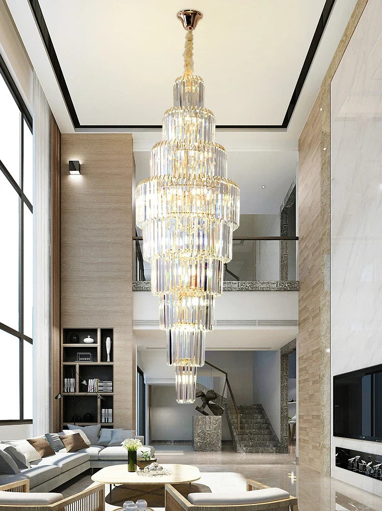 Afralia™ Crystal Pendant Chandelier for Hotel Lobby - Luxury Hollow Design - Nordic Villa Style