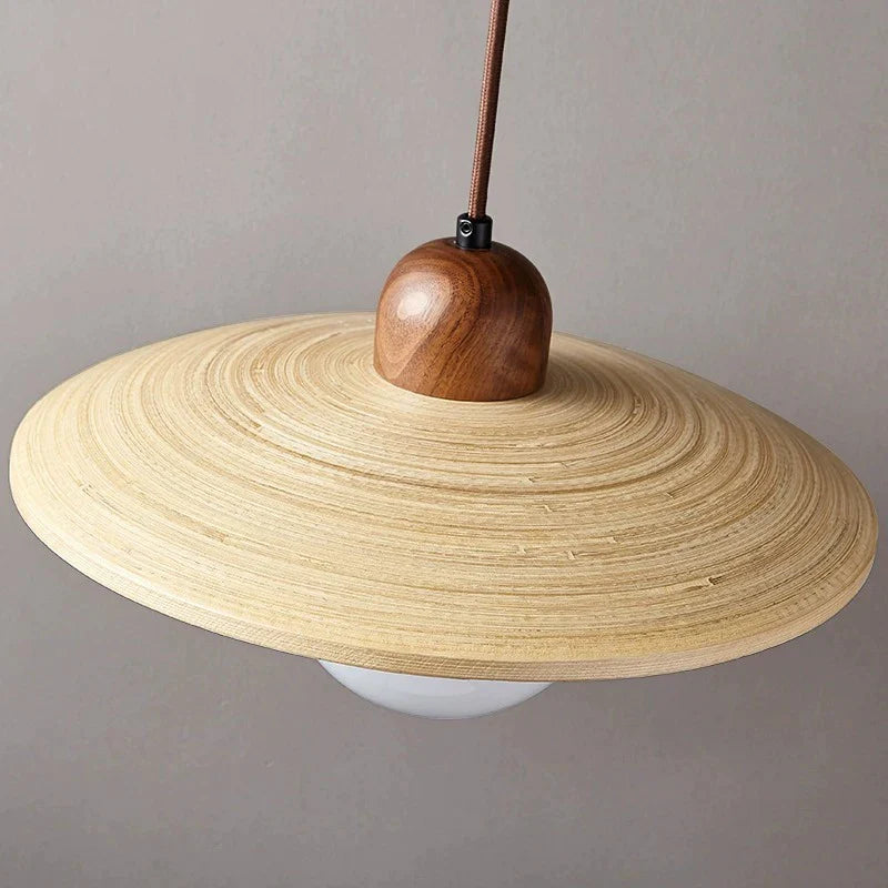 Afralia™ Cream Japanese Style Wood Pendant Chandelier for Bedroom and Dining Room