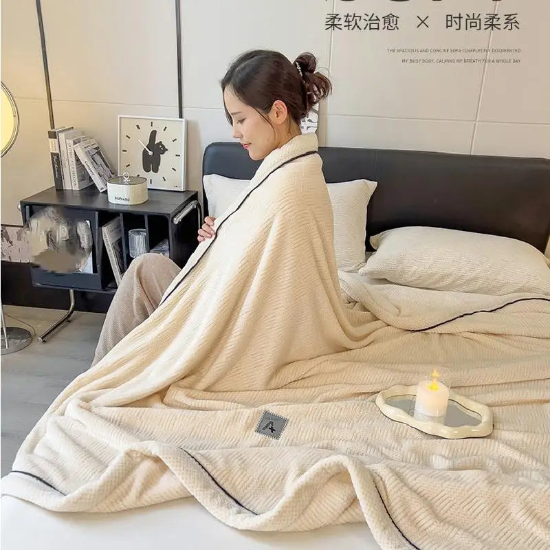 Afralia™ Light Luxury Velvet Plush Cotton Blanket
