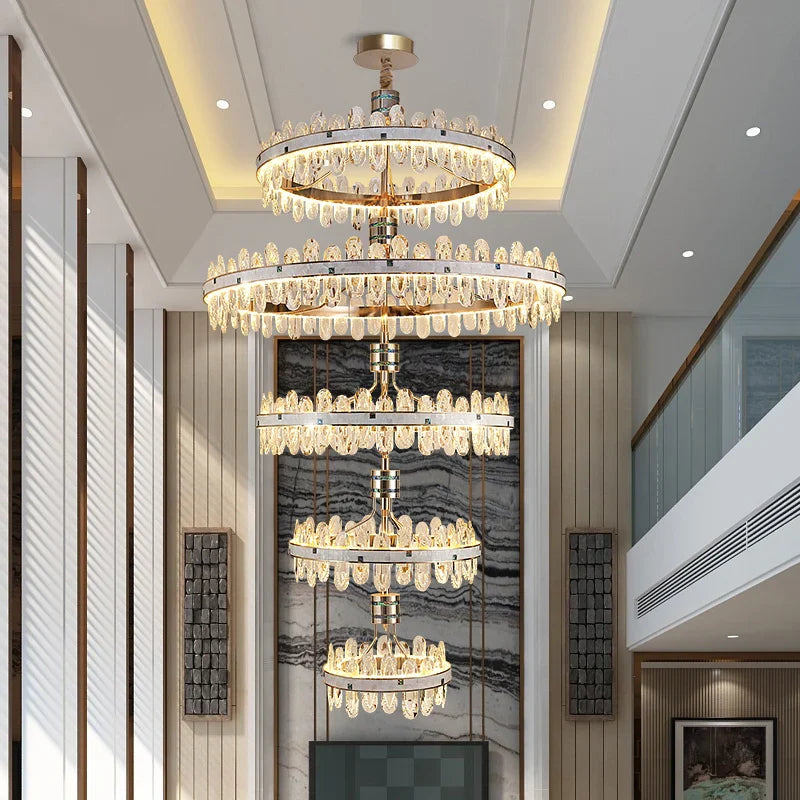 Afralia™ 2024 High-End Villa Crystal Chandelier with Hollow Design for Luxurious Living Rooms