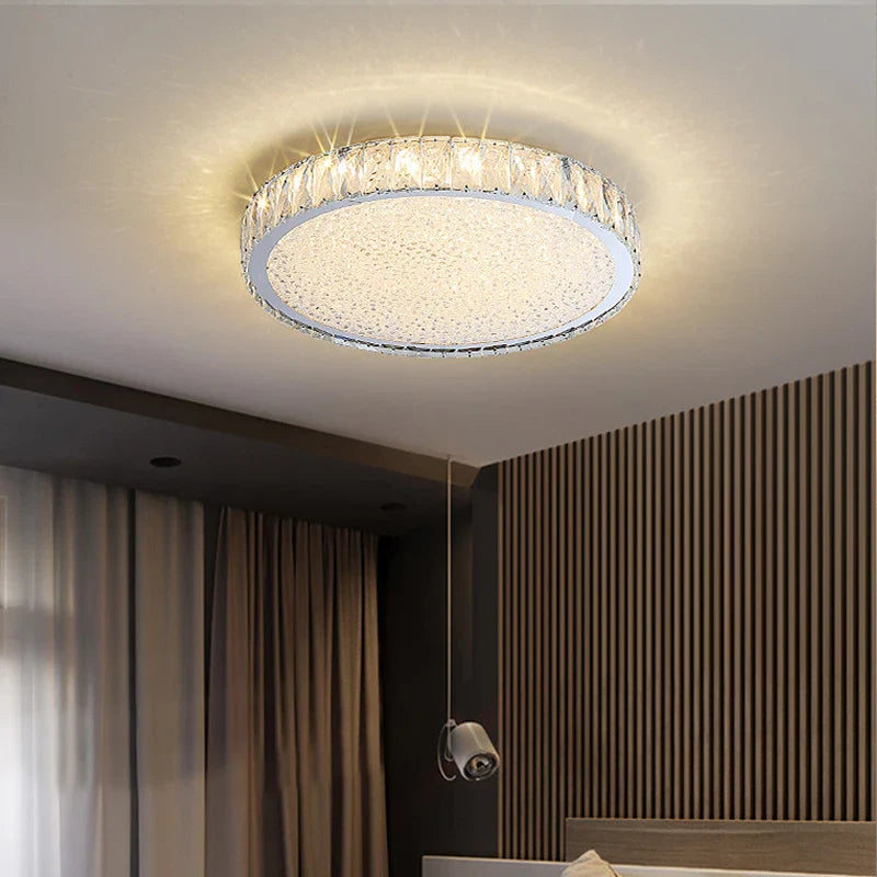 Afralia™ Crystal LED Ceiling Lamp: Luxury Golden Glossy Lighting Fixture for Living Room