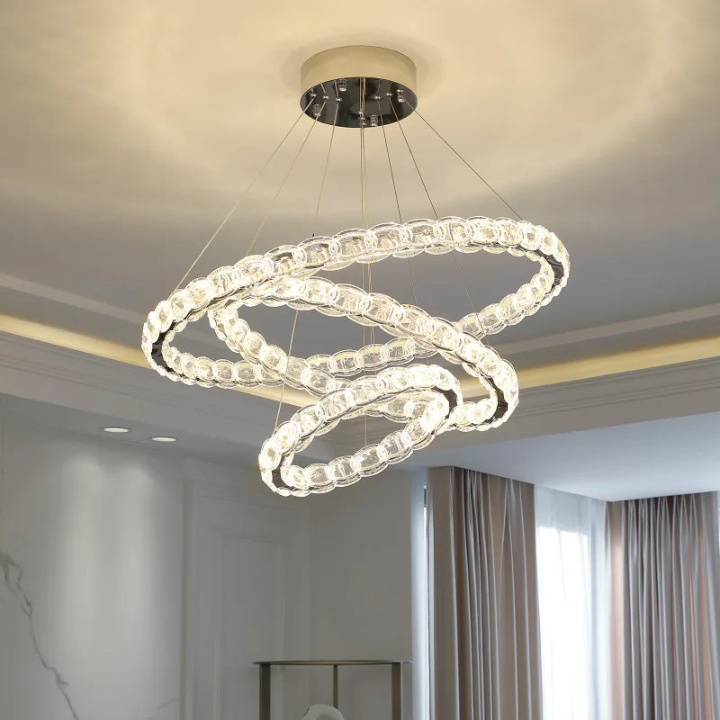 Afralia™ Crystal Chandelier: Modern Net Red Circle Light for Living Room, Bedroom, Restaurant