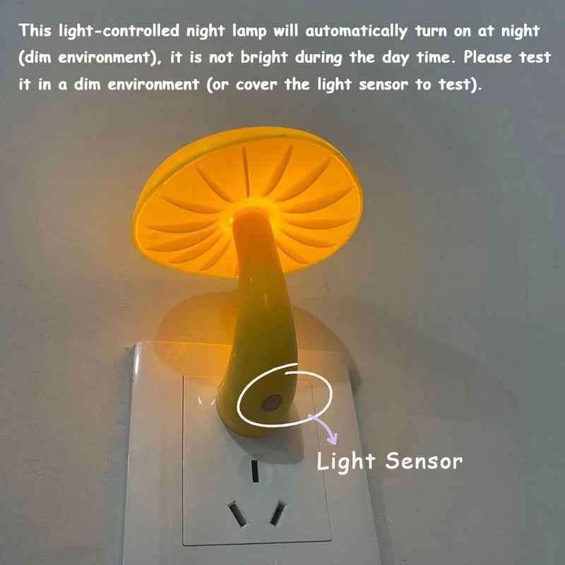 Afralia™ LED Mushroom Night Light for Home Decoration and Bedroom, Light-controlled Sensor