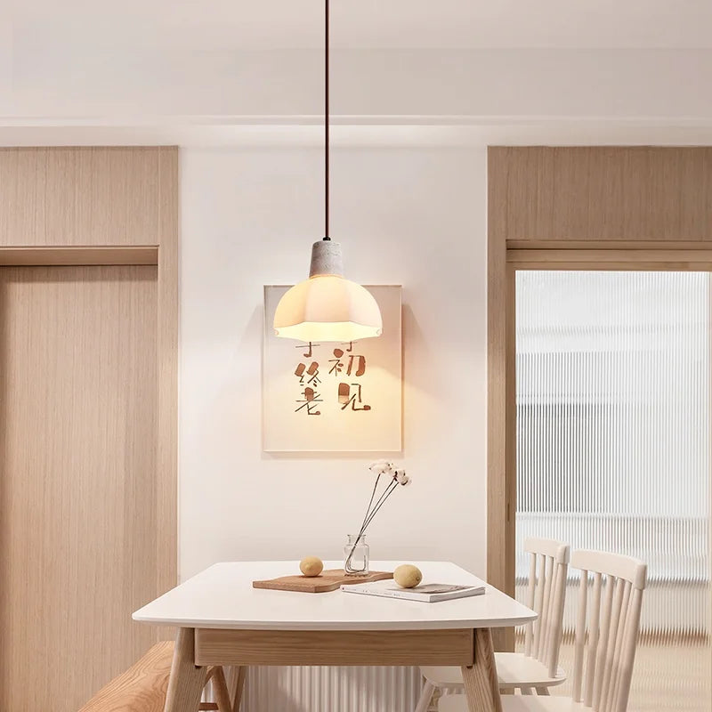 Afralia™ White Glass LED Pendant Lamp for Living Room & Dining Table
