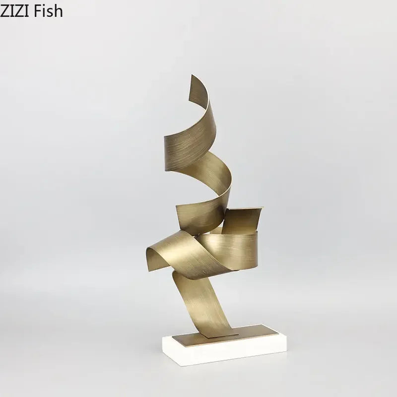 Afralia™ Streamer Marble Metal Statue - Modern Living Room Decor