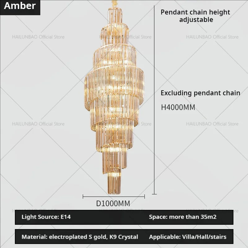 Afralia™ Crystal Chandelier for Penthouse Villa Living Room - Modern Light Luxury Design