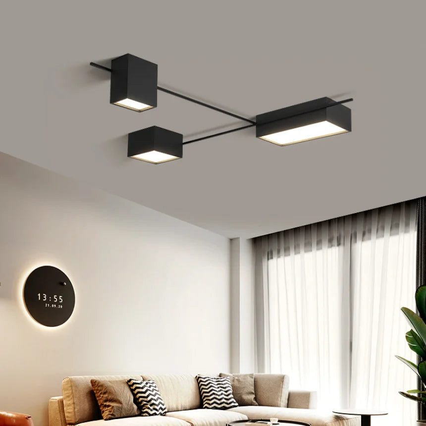 Afralia™ Black Nordic LED Ceiling Lights Chandeliers for Modern Living Room Decoration