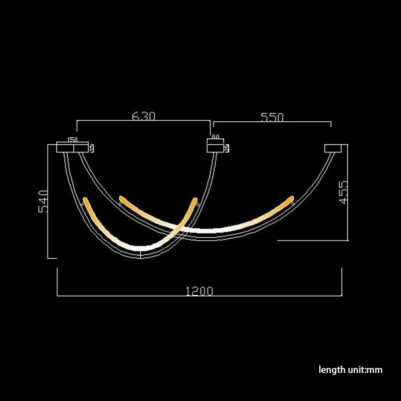Afralia™ Long Curve Ceiling Chandelier for Modern Living Room and Villa Decor