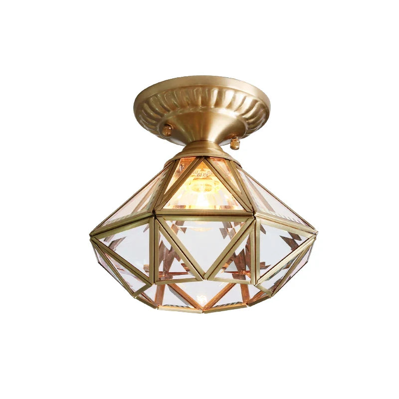 Afralia™ Vintage Copper Glass LED Ceiling Lamps for Home Living Room Lighting