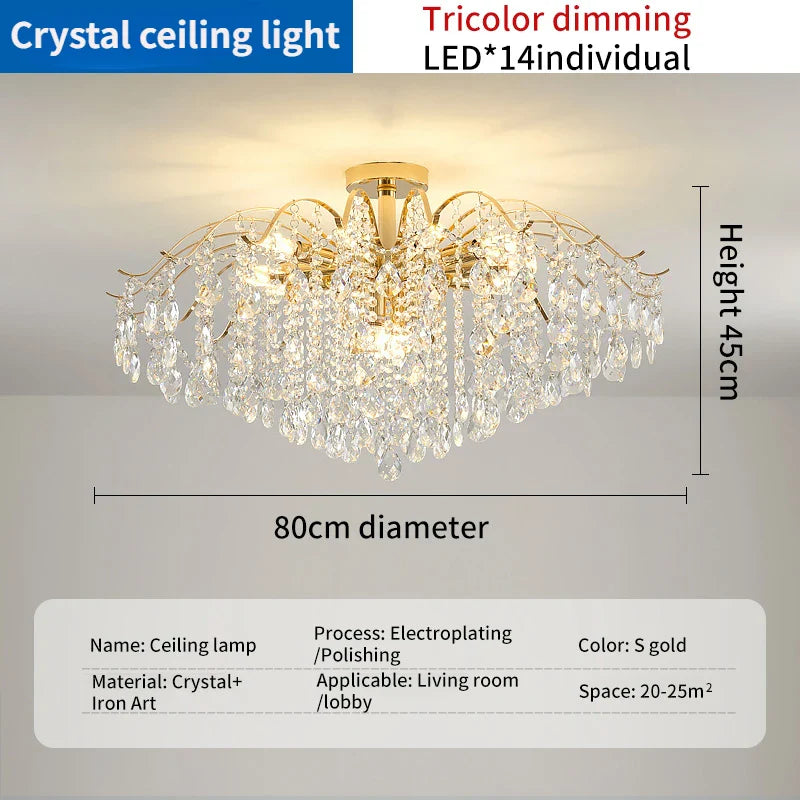 Afralia™ Crystal Luxe LED Ceiling Chandelier for Elegant Living Room Ambiance