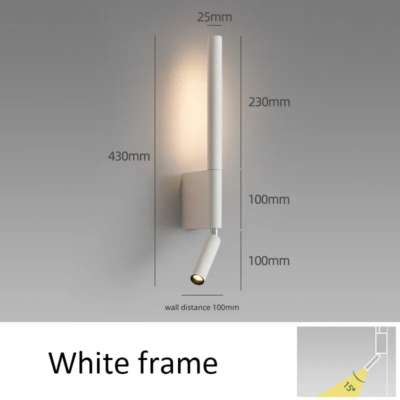 Afralia™ Modern LED Wall Light Black White Decor Bedside Sconce Lamp Spotlight